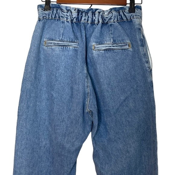 Zara Womens High Rise Paperbag Tapered Balloon Style Jeans Size 4 Medium Wash - Picture 4 of 11